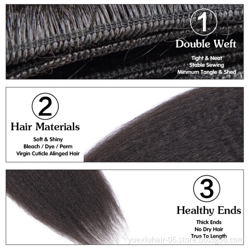 Brazilian Kinky Straight Human Hair With Closure Kinky Straight Virgin Human Hair